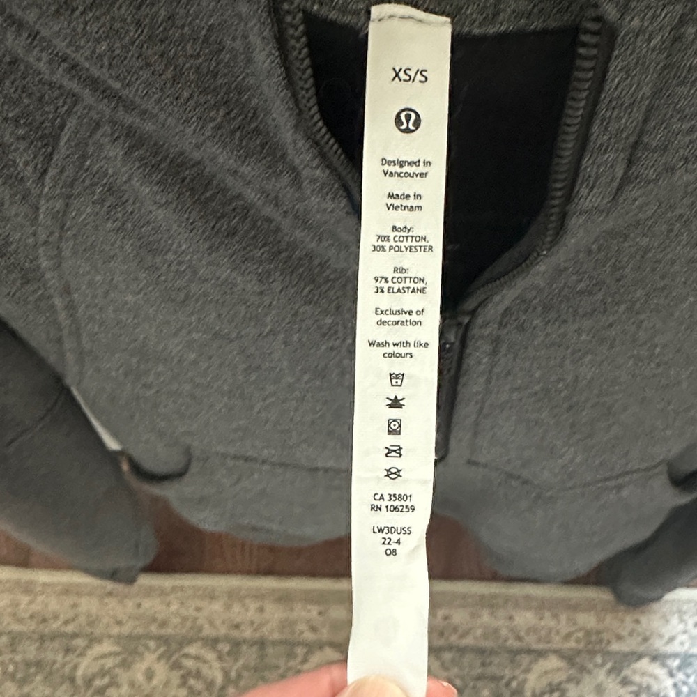 Lululemon Athletica Charcoal Scuba Half-Zip-Up Hoodie S/XS - Picture 2 of 6